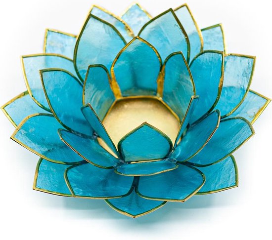 Lotus Sfeerlicht Blauw Goudrand – Deluxe