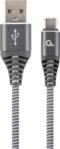 Premium USB Type-C laad- & datakabel 'katoen', 2 m, spacegrey/wit