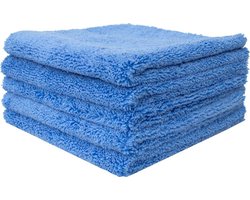 Microvezel Doeken Super Zacht - 5-PACK / 5 Stuks - 40x40cm - Blauw - Pluche Plush Microfiber Microvezeldoekjes Microvezeldoeken Doekjes - Edgeless - Auto Car Cleaning & Detailing