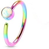 Neuspiercing opal hoop ring regenboog kleuren