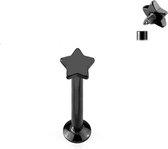 Tragus piercing ster zwart 4 mm