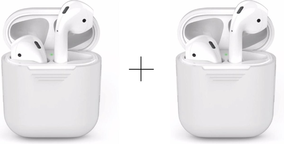 COMBI DEAL! - 2 Stuks - Siliconen Bescherm Hoesjes Covers Wit voor Apple AirPods 1+2 Case