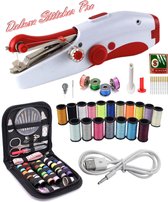 Deluxe Stitcher Pro - PREMIUM Handnaaimachine met USB Kabel en 90 Delige Starterskit - Incl. 11 Extra Reserve Naalden - Mini naaimachine - Compact - Draadloos - Draagbare Reis Hand Naaimachin