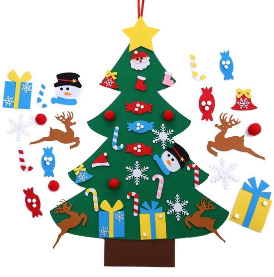 J.S & I.R Vilten kerstboom – Kinderen – Klittenband – Kinderkerstboom – Kerstboom voor kinderen – Kerstcadeau – Speelgoed – Versiering – Muurboom - Hs