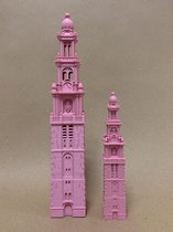 Decoratie Westertoren Amsterdam - Beeldje 3D geprint - Roze - 18 cm