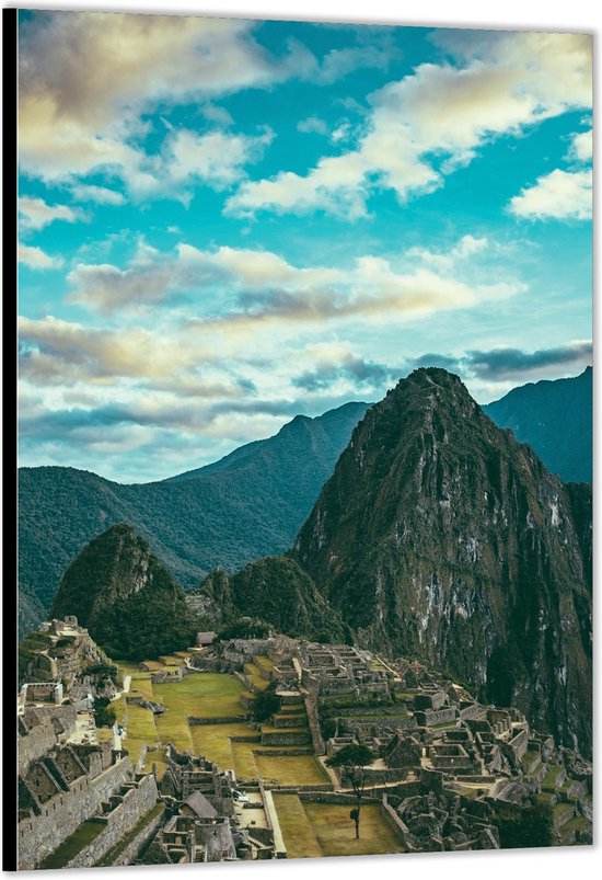 Dibond –Machu Picchu - Peru– 60x90cm Foto op Aluminium (Wanddecoratie van metaal)