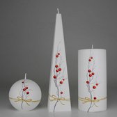 Kaarsen - Set - Handgeschilderd - Strik - Wit - Kerst