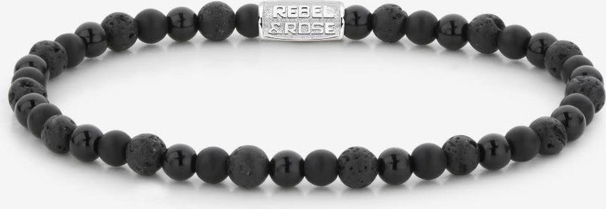 Rebel&Rose armband - Black Rocks - 4mm