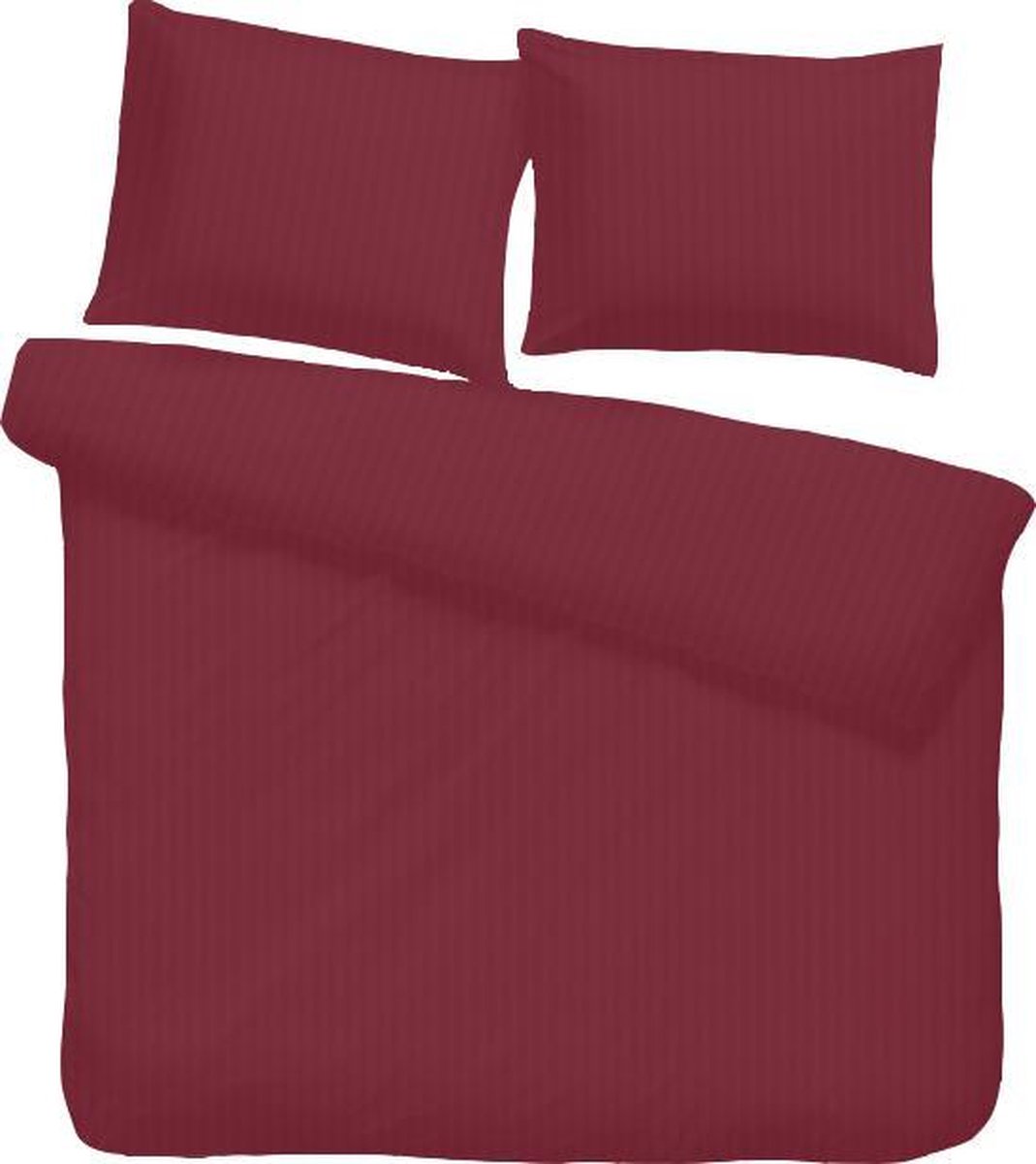 iSleep Satijnstreep Dekbedovertrek - Tweepersoons - 200x200/220 cm - Bordeaux