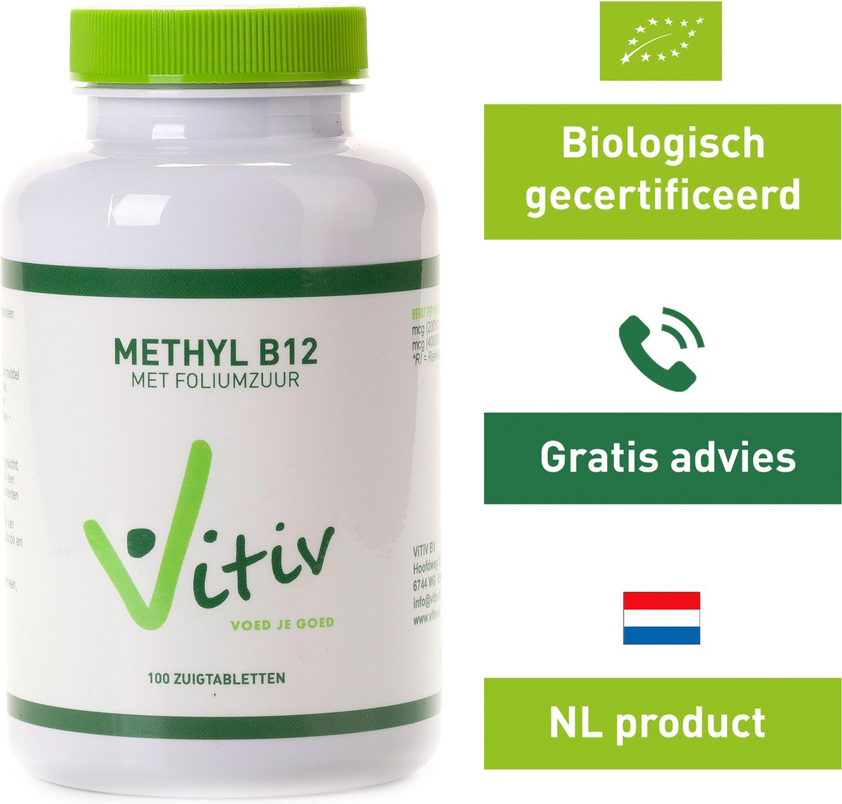 Vitiv Vitamin B12 Methyl Vitamin - 100 zuigtabletten