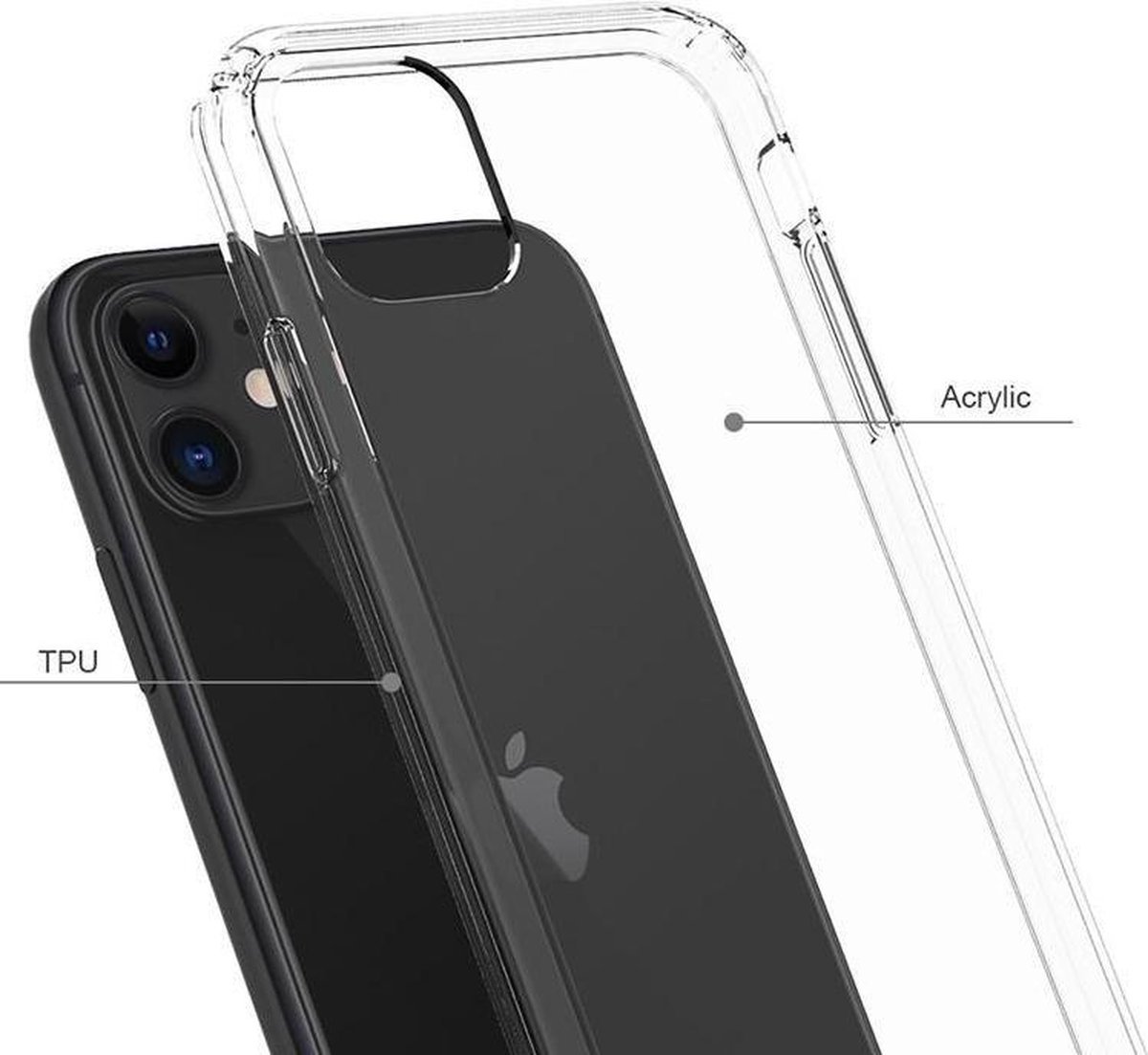4mobilez Iphone 11 hoesje transparant + glas protector 5D Edge-to-Edge