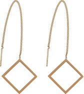 Chic by Lirette - RVS Lange Ruit Oorbellen - Elegante Oorhangers - Goud inc. Sieradenzakje