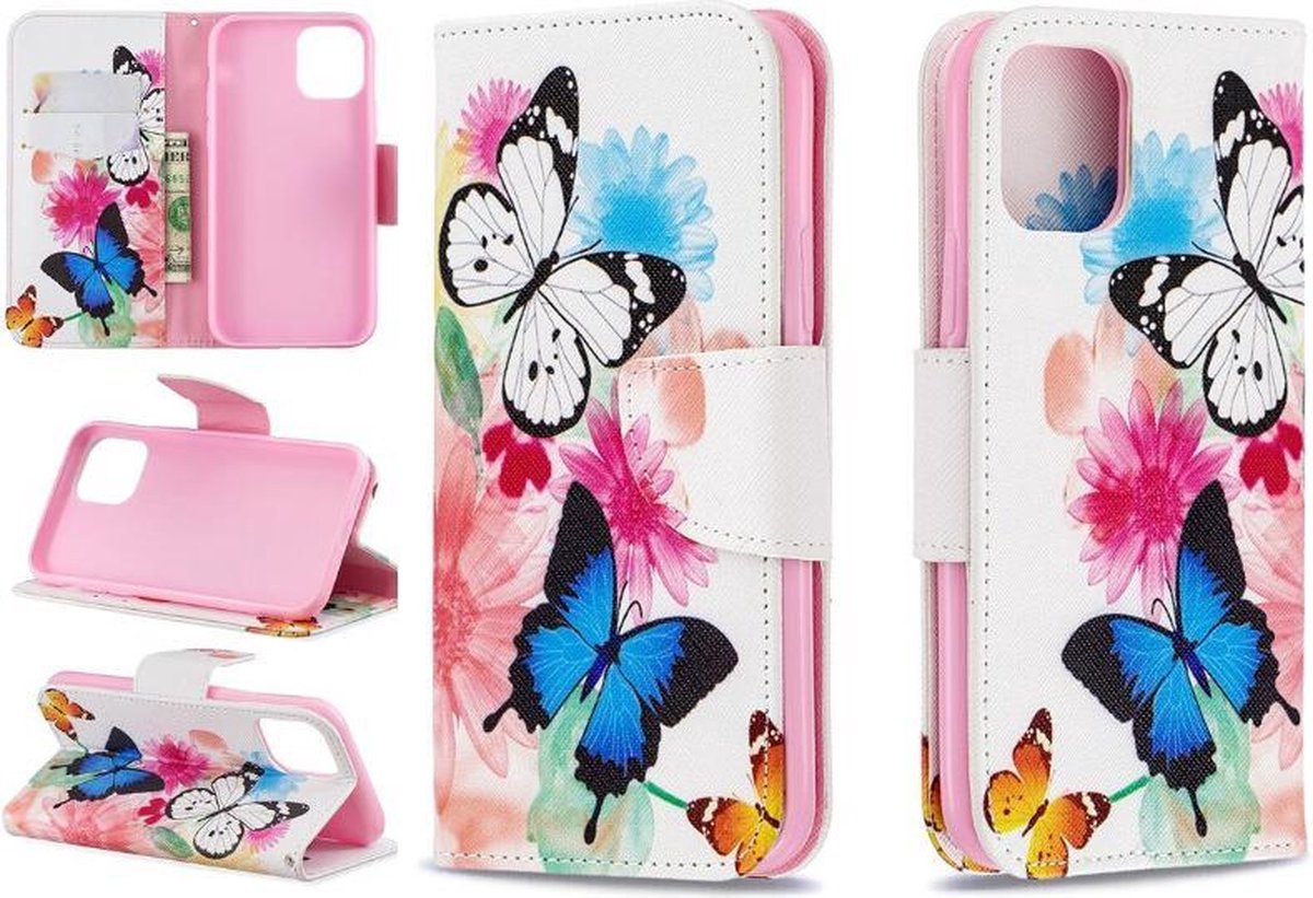Apple Iphone 11 Pro Max Bookcase hoesje bloemen/vlinders * LET OP JUISTE MODEL *