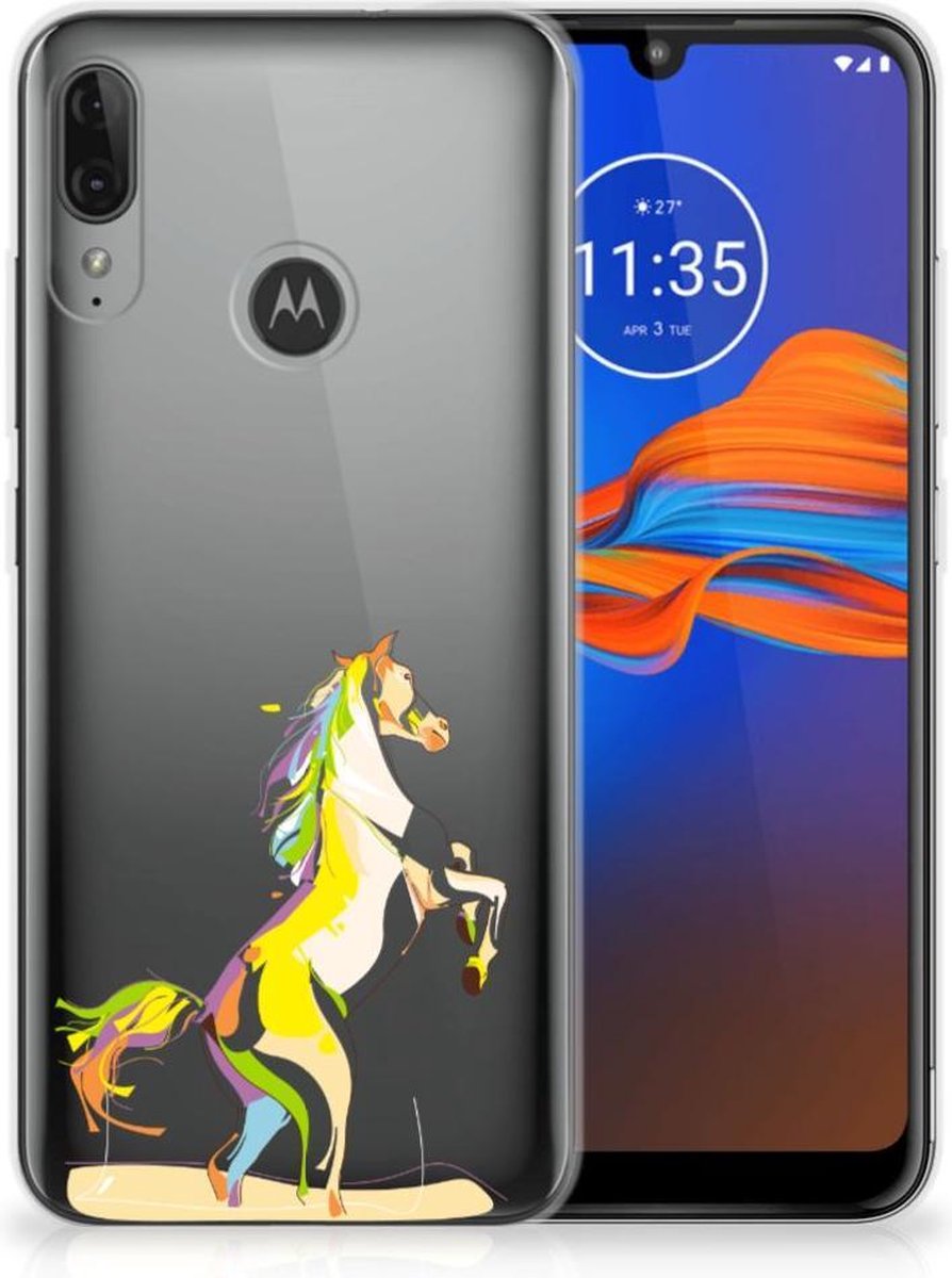 Motorola Moto E6 Plus Telefoonhoesje met Naam Horse Color
