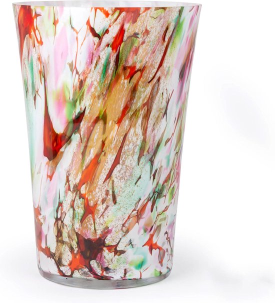 Design vaas Conic - Fidrio MIXED COLOURS - glas, mondgeblazen bloemenvaas - diameter 24 cm hoogte 35 cm