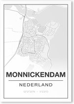 Poster/plattegrond MONNICKENDAM - 30x40cm