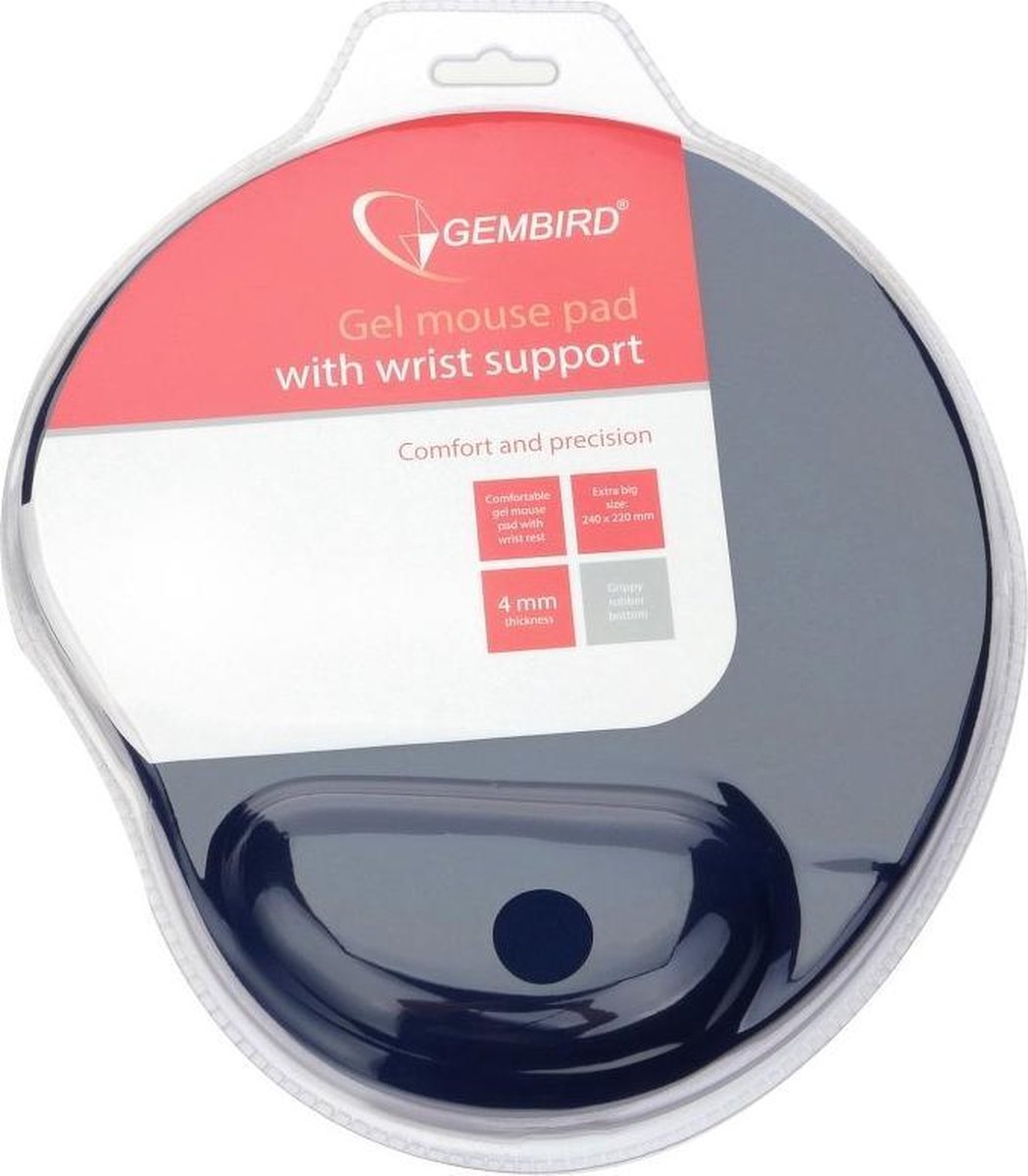 Muismat met gel polssteun, blauw