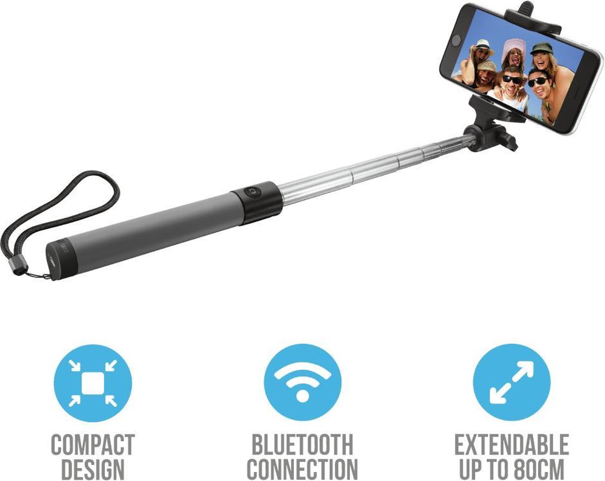 Trust Mobile - Selfiestick met Bluetooth - Draadloos - Opvouwbaar - Grijs |  bol.com