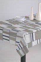 Luxe Stoffen Tafellaken - Tafelkleed - Tafelzeil - Hoogwaardig - Duurzaam - Strepen Bruin - 140cm x 180cm