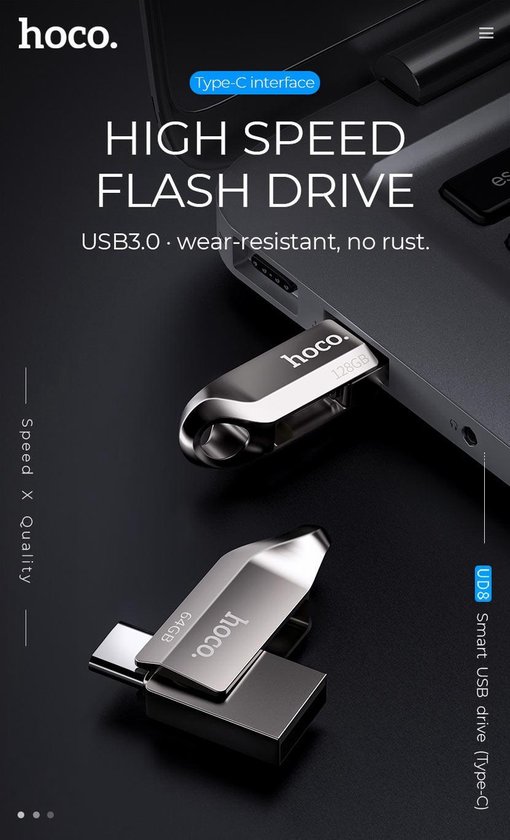 wijk kousen Clancy USB Card 2 in 1 64GB Geheugen Stick USB C en USB 3.0 - Flash Drive -  Telefoon USB Stick | bol.com