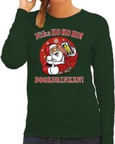 Foute Kersttrui / sweater -  bier drinkende Santa - niks HO HO HO doordrinken - groen voor dames - kerstkleding / kerst outfit S (36)