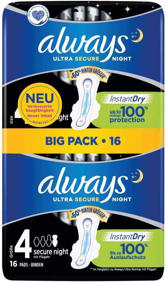Goedkoopste Always Ultra Secure Night 16 stuks voordeelverpakking