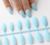 24 pièces de faux ongles à pointe mate | Bleu clair | Ongles Stiletto | Accessoires cosmétiques