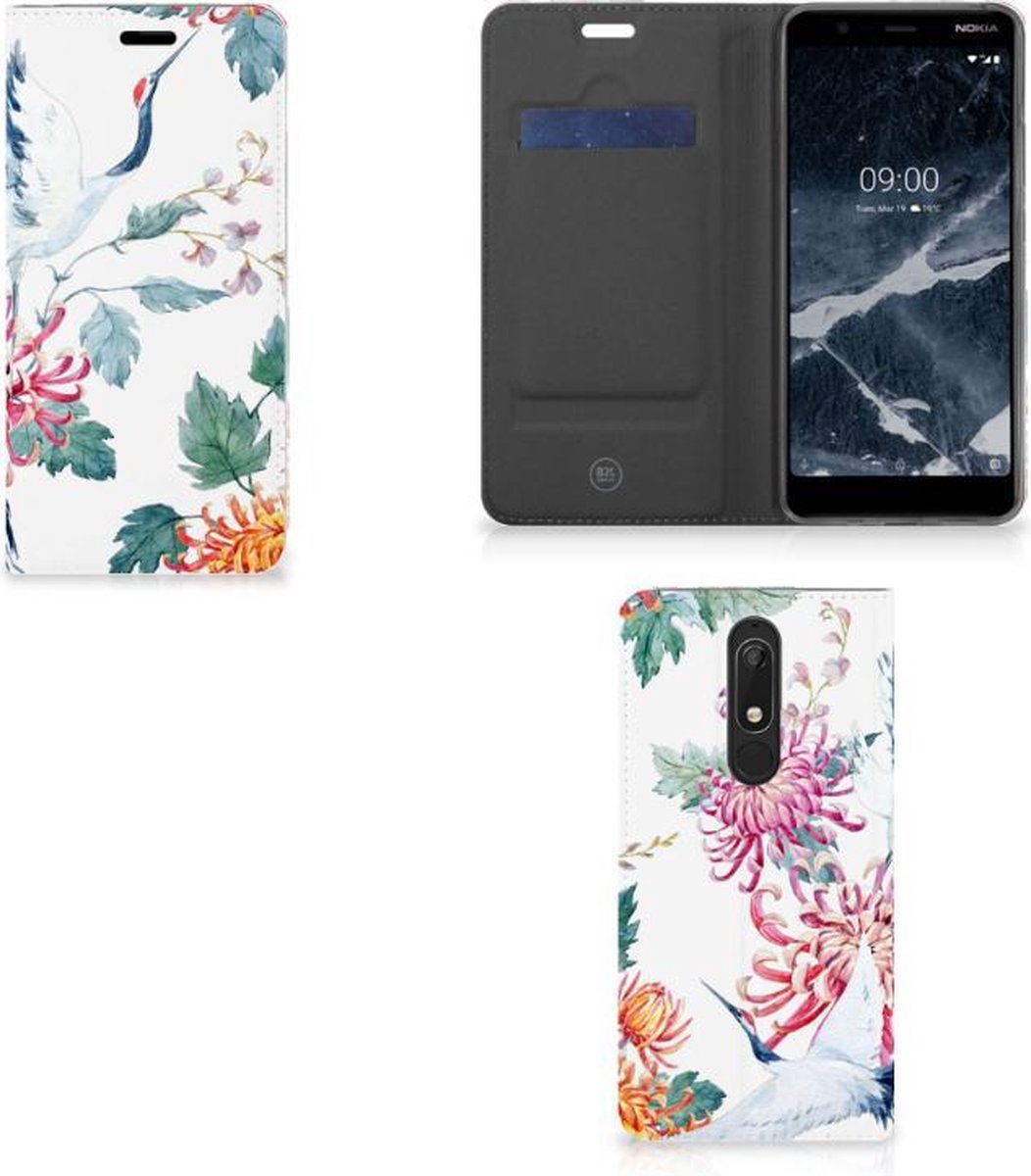 Nokia 5.1 (2018) Hoesje maken Bird Flowers