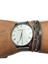 Petra's Sieradenwereld - Horloge zilverkleurig met magneet met leren armband met magneetsluiting (16)