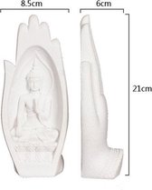 2 stuks Standbeeld Boeddha Handen 21x8,5 cm - Zandsteen Ornament - Home Deco