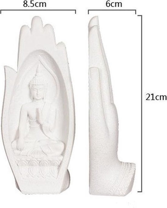 2 stuks Standbeeld Boeddha Handen 21x8,5 cm - Zandsteen Ornament - Home Deco