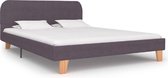Bedframe Taupe Stof 140x200 cm (Incl LW Anti kras Vilt) - Bed frame met lattenbodem - Tweepersoonsbed Eenpersoonsbed