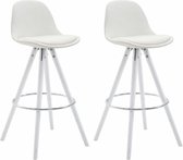 Clp Franklin Set van 2 barkrukken - Rond frame - Kunstleer - Wit - Kleur onderstel : Wit