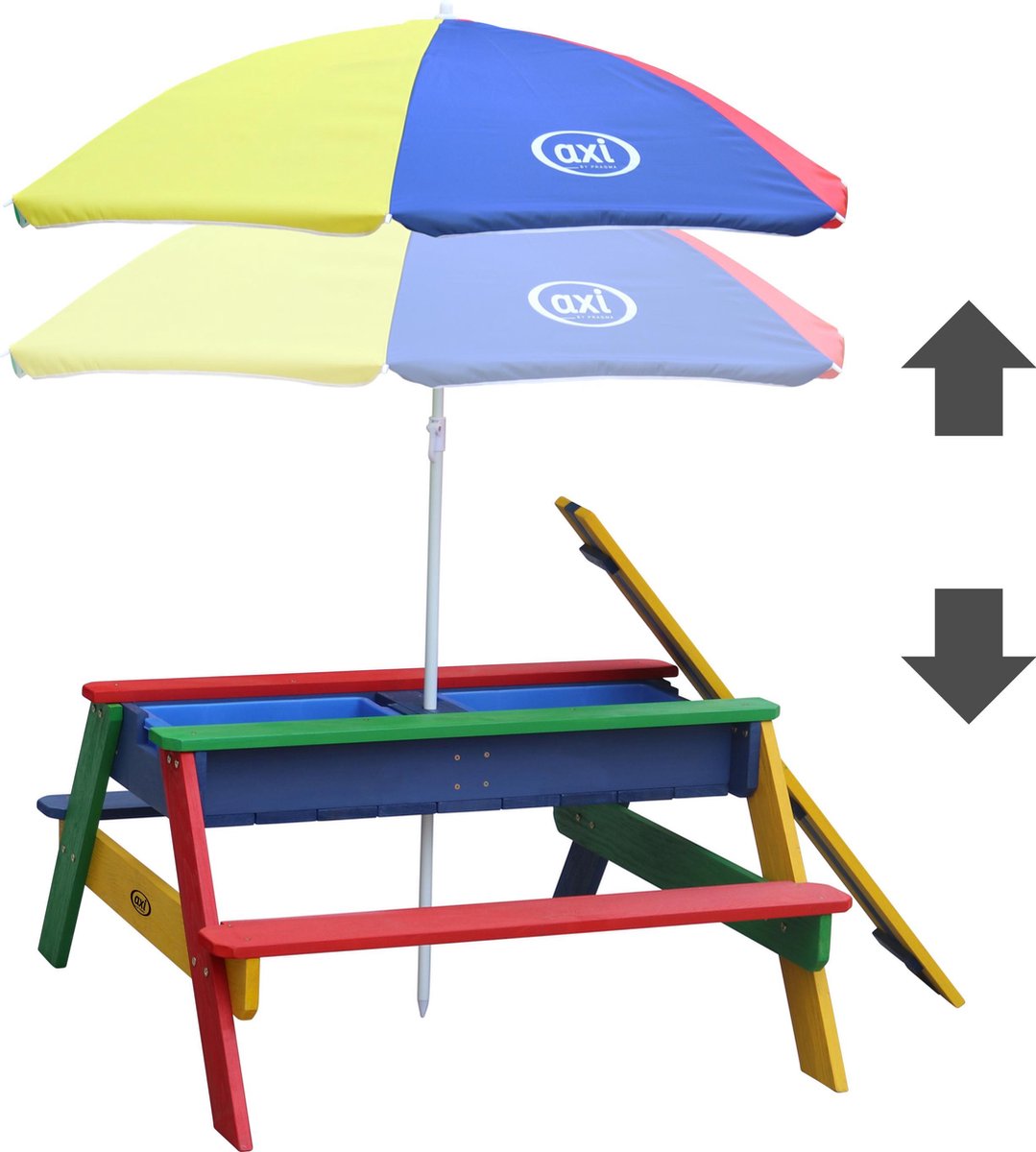AXI Nick Zand & Water Picknicktafel in Regenboog kleuren - Verstelbare Parasol - FSC hout - Picknick tafel voor kinderen van hout — afbeelding 5