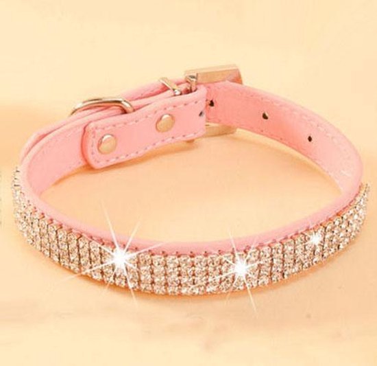 Foto: Bling roze halsbandje voor jouw diva hondje medium 38cm