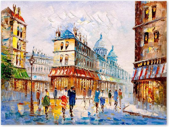 Straat in Parijs - Schilderij op Canvas