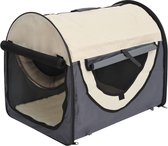 Honden Draagtas - Reisbench - Reismand Hond - Dieren Transport Box - Opvouwbaar - Maat S - 46x34x41 cm - Grijs Creme