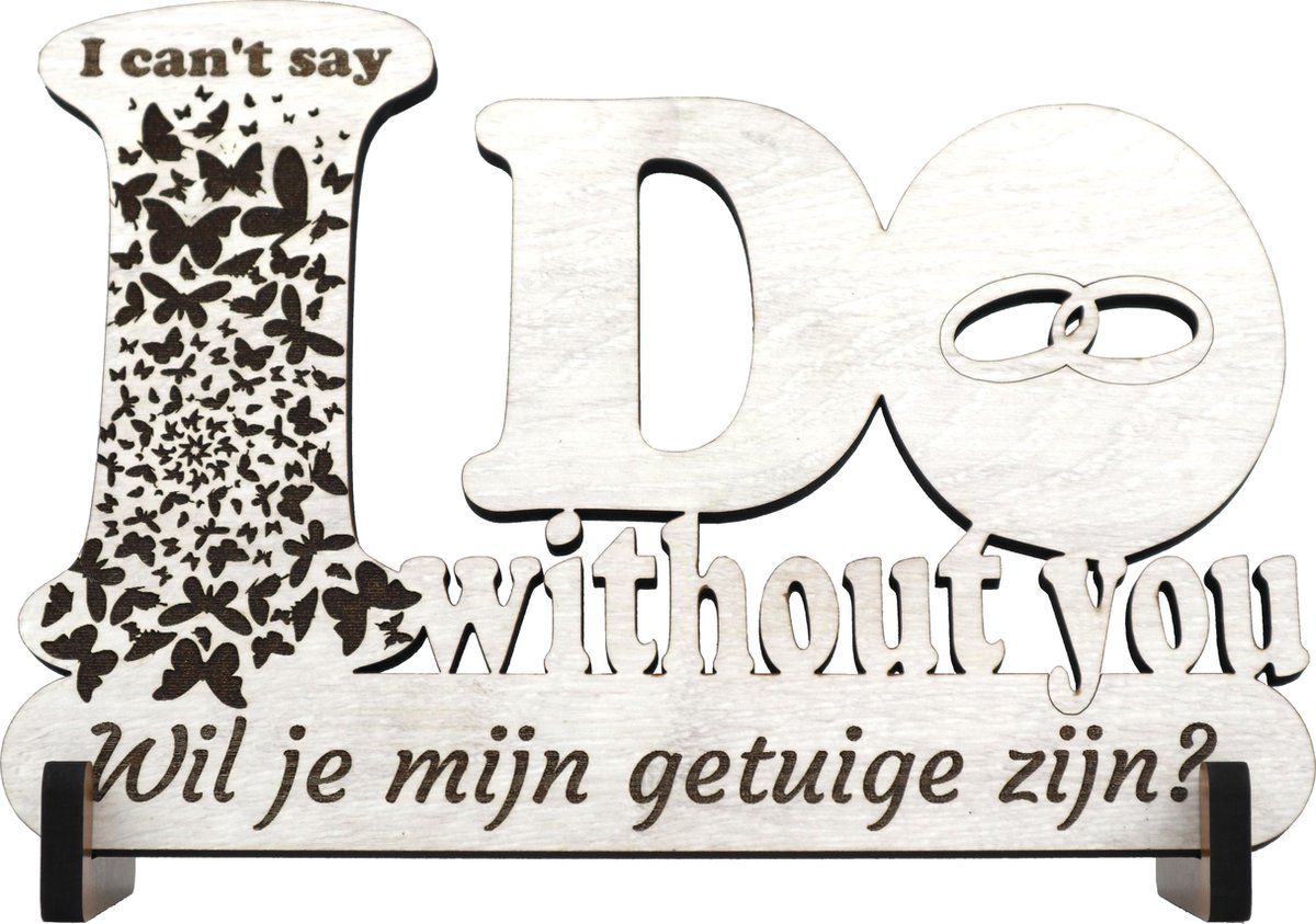 Originele houten wenskaart - kaart van hout - Wil je mijn getuige zijn