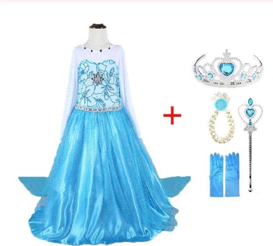 Frozen Elsa - Jurk set voor Meisjes - Prinsessen - Verkleedkleding - Kinderkostuum... | bol.com