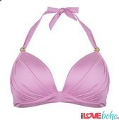 Bikini roze - BOHO Bikini Top - Ibiza - lustrous halter – roze - rose pink - XL - Cup D