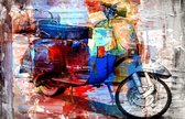 JJ-Art (Aluminium) | Klassieke Vespa scooter motor Italië |graffiti, abstract | Foto schilderij print op Dibond / Aluminium (metaal wanddecoratie) | 120x80cm