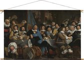 Schuttersmaaltijd ter viering van de Vrede van Munster | Bartholomeus van der Helst | oude meesters | Textieldoek | Textielposter | Wanddecoratie | 90CM x 60CM” | Schilderij