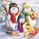 Ambiente - Snowmen Family - papieren servetten- winter - sneeuwpop - kerst