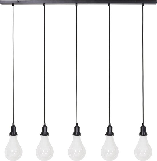 Light & Living Hanglamp LAYANA 5-Lichtpunten - mat zwart +helder glas