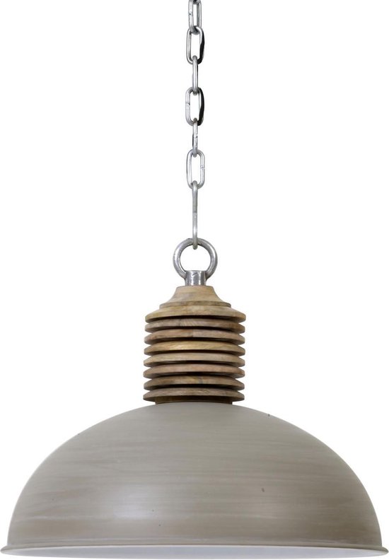 Light & Living Hanglamp AVERY - Beton/Wit Kop Hout - XL