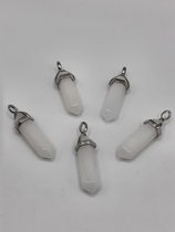 Witte Jade healing energy hanger - Lumeria  - verzilverd