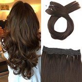 Wire Hair Clip In Extensions Hair Halo 40cm donkerbruin 120gram 100%echt haar