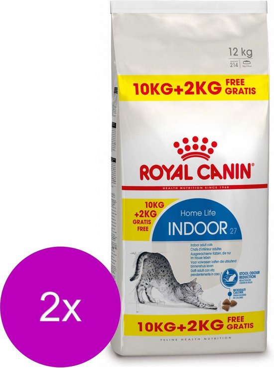 lava pakket Namens Royal Canin Indoor 27 - Kattenvoer - 2 x 10+2 kg Bonusbag | bol.com
