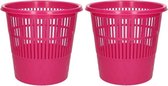 2x Roze vuilnisbakken/prullenbakken 20 liter - Voordelige huishoud prullenbakken/vuilnisbakken/afvalbakken