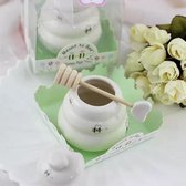 Honingpot met houten dipper - 150ml - Opdruk 'Meant to Bee'